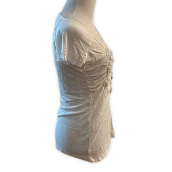 Kenar Blouse Viscose Gathered Front White Women's Small - Picture 3 of 6